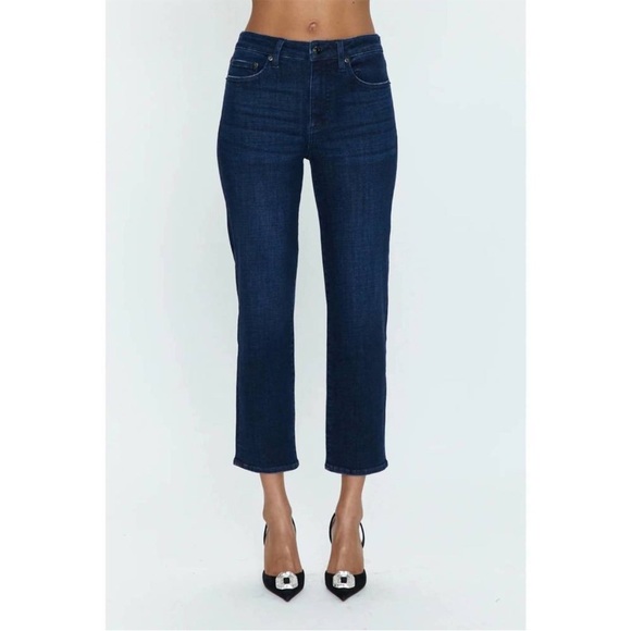 PISTOLA monroe cigarette crop high rise straight leg jeans dark wash size 32 - Picture 1 of 15